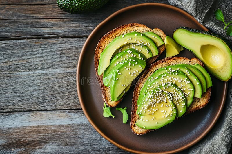 Gezonde avocado toast op rustiek bord royalty-vrije illustratie