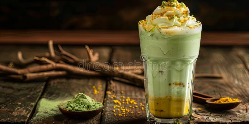 Rozkosz Matcha Latte: Orzeźwiający Napój royalty ilustracja