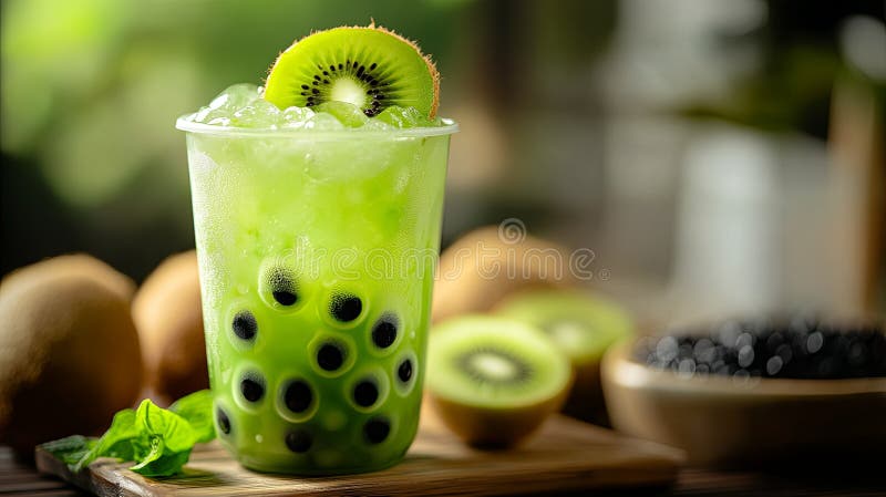 Orzeźwiająca Herbata Bubble z Kiwi ilustracji