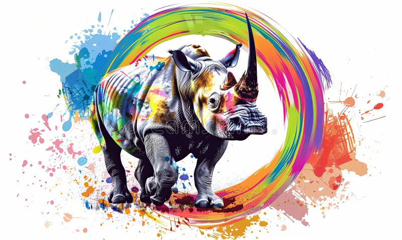 Kleurrijke Rhino-illustratie royalty-vrije illustratie