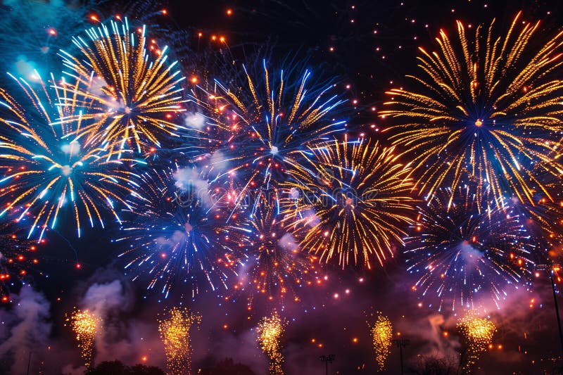 Un feu d'artifice vibrant illumine le ciel nocturne illustration libre de droits