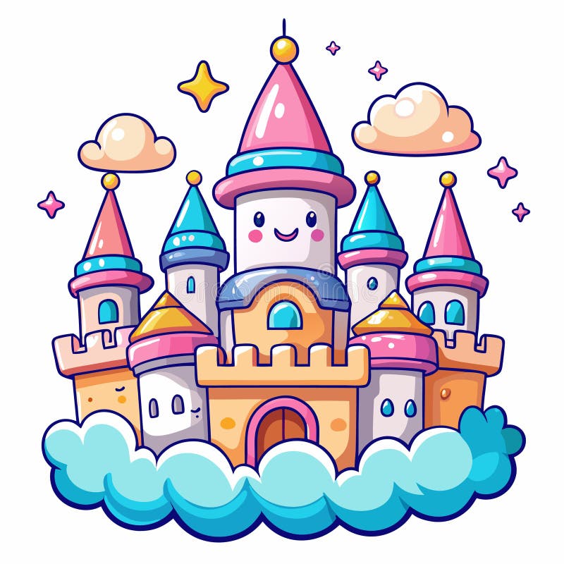 Castelo de desenho animado fofo ilustração do vetor