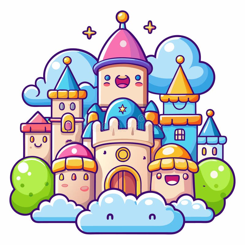 Ilustração do castelo de desenho animado ilustração do vetor