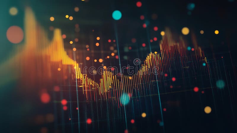 Vizualizare digitală vibrantă cu date dinamice și analize colorate vector illustration