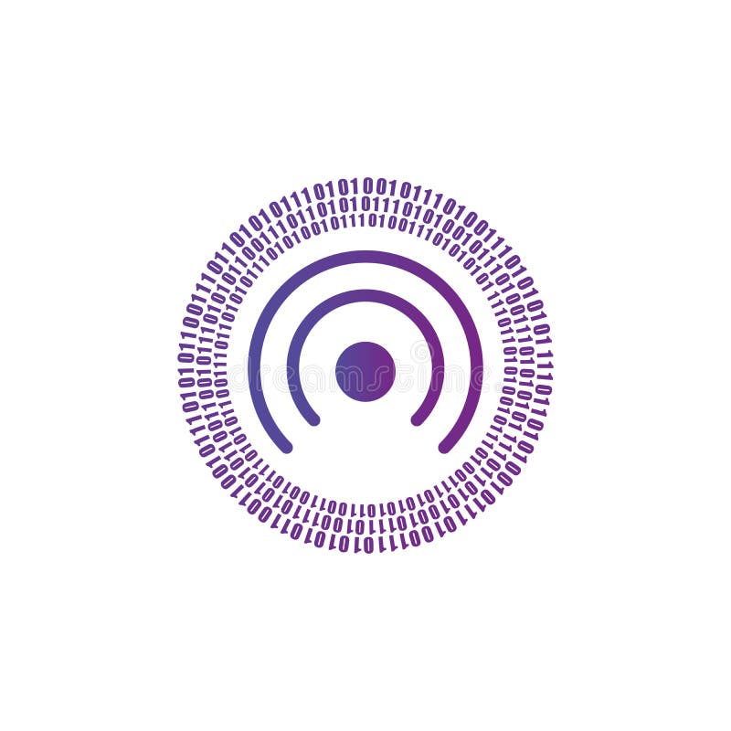 Null und eine Zahl Digital oder binär Code um Wifi-Ikone in der Kreisform, verbreiteten das Konzept des digitalen Signals Vektorillustration lokalisiert auf Weiß