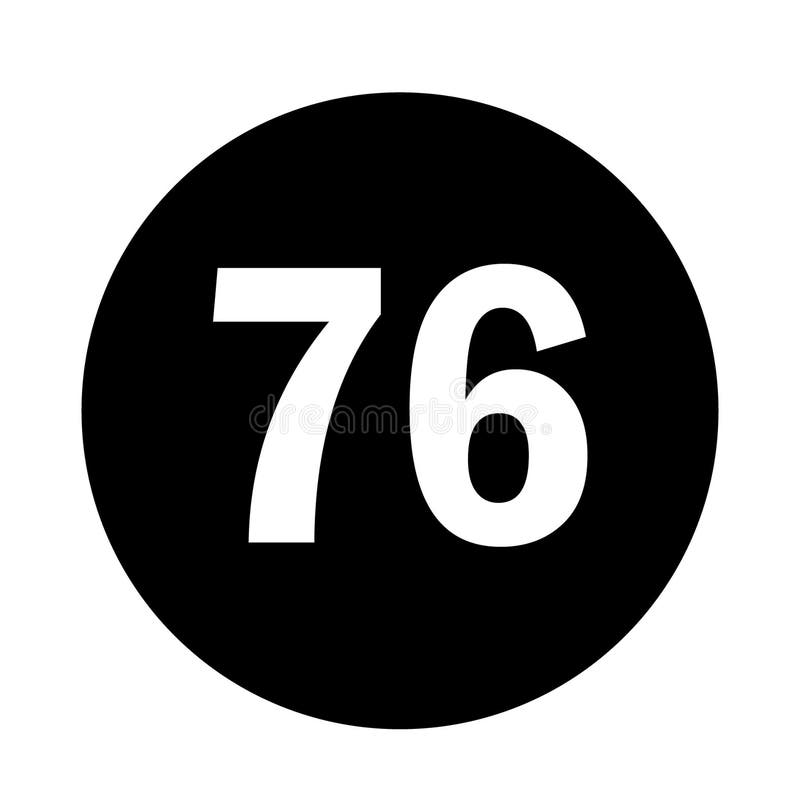 Number 76 Logo with Black Circle Background Stock Vector - Illustration ...