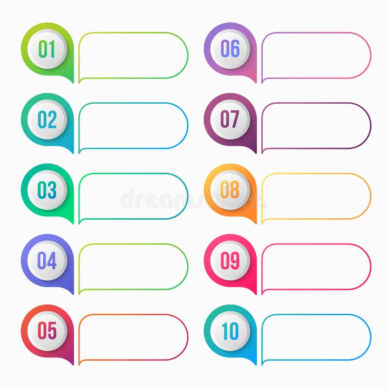 Number bullet point colorful gradient with text box vector element design