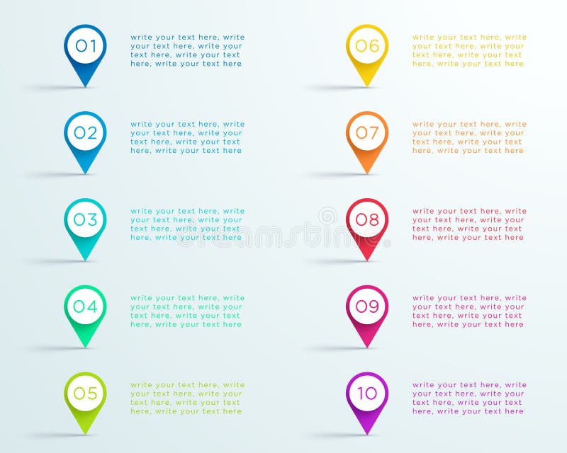 Number Bullet Point Markers 1 to 10 B vector illustration Number Bullet Point Markers 1 to 10 B vector illustration