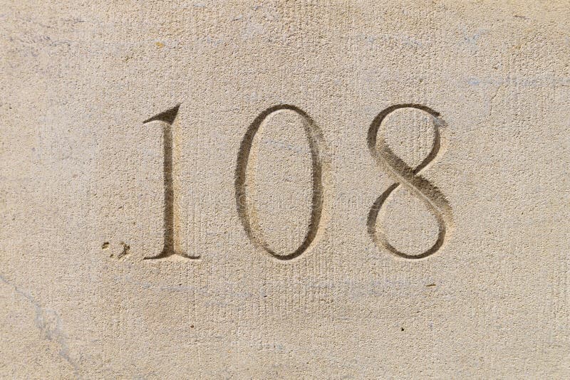 Number 108 Carved in a Limestone Ashlar Wall Stock Photo - Image of type,  sign: 160106692