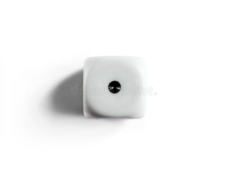 Number 1 on clean dice. Top view. White background