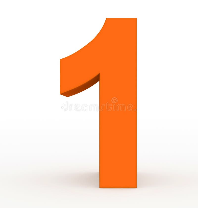 Number 1 3d Clean Orange Isolated on White Stock Illustration