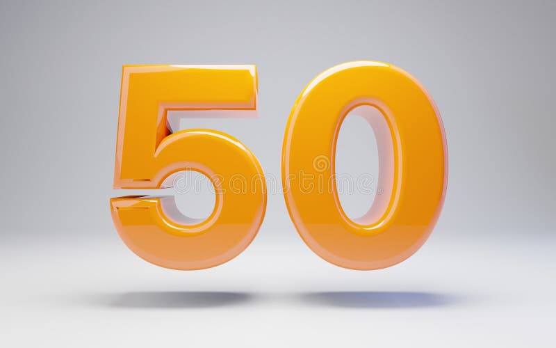 Number 60. 3D Orange Glossy Number Isolated on White Background Stock ...