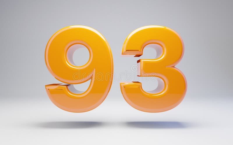 number-93-3d-orange-glossy-number-isolated-on-white-background-stock