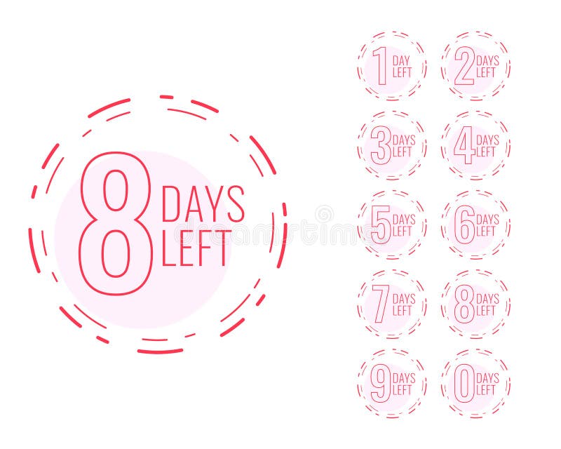 Number of Days Left Symbol in Minimal Design Stock Vector