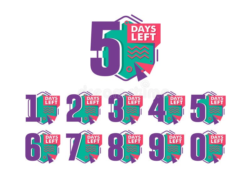 Number Days Left Timer Memphis Stock Vector Illustration of special