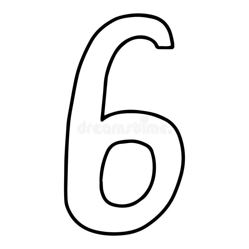 the number 6 drawn in the doodle style outline drawing by hand black and white image monochrome mathematics and arithmetic vector stock vector illustration of ornament number1 188498782