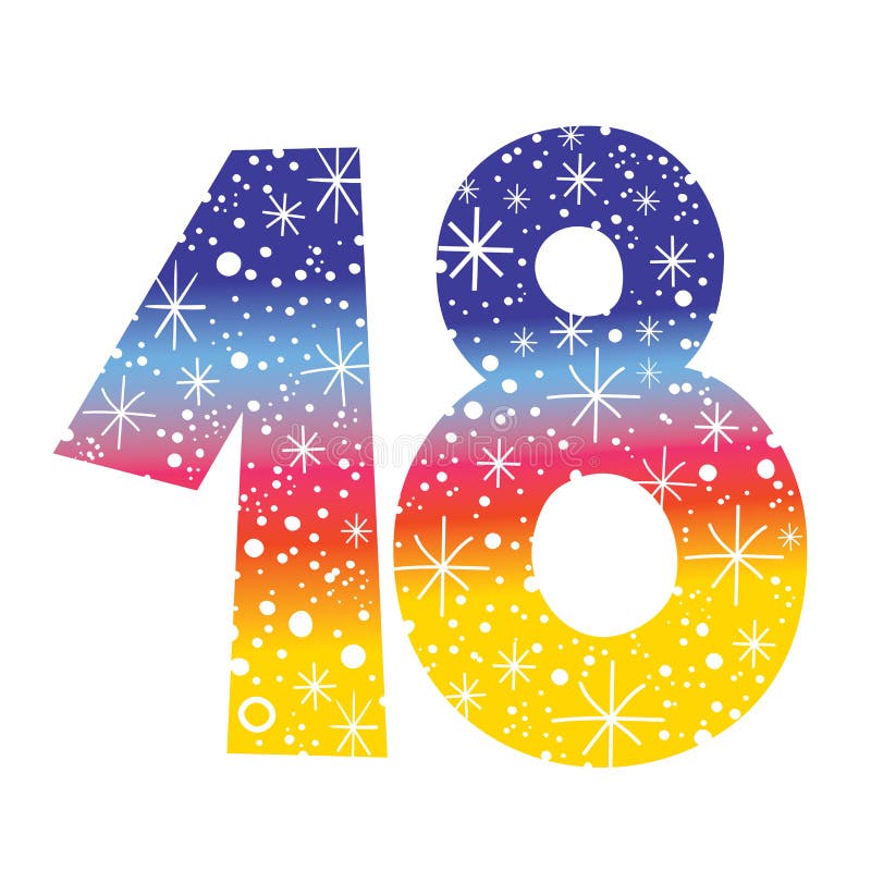 Set of Number Eighteen 18 Years Celebration Design. Anniversary Golden