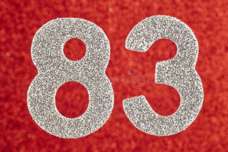 Number Eightythree Silver Color Over a Red Background. Anniversary