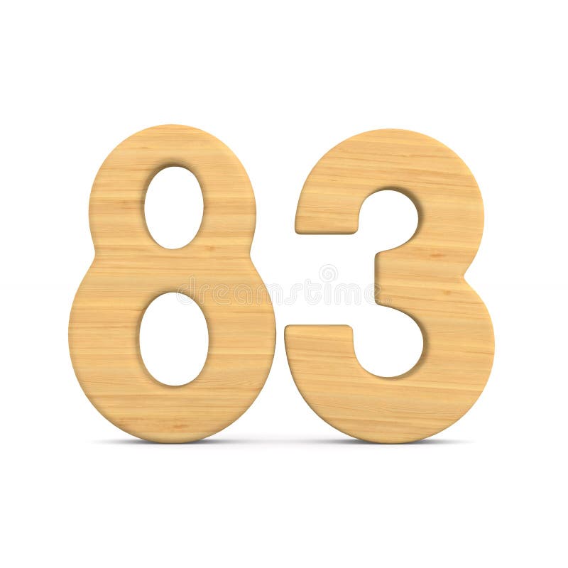 Number eighty three on white background. Isolated 3D illustration