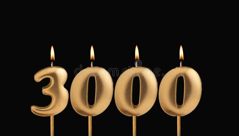 Number of followers or likes - Candle number 3000. 3000 followers illustrations