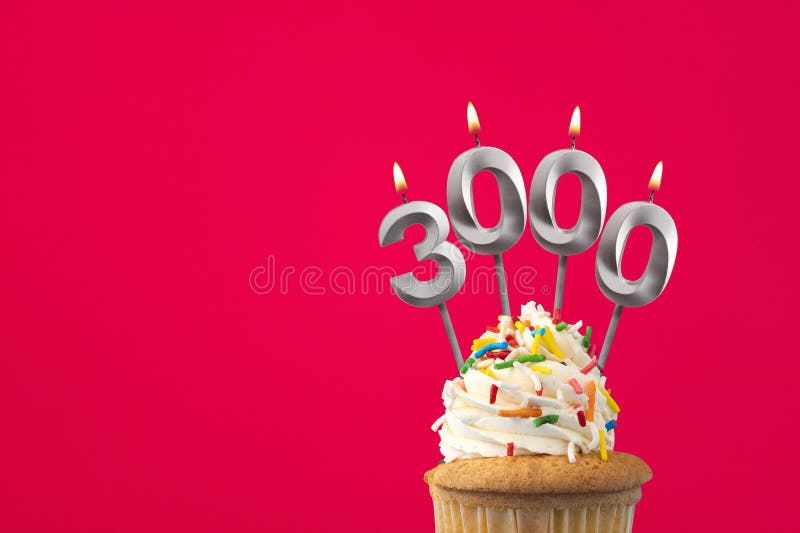 Candle number 3000 - Number of followers or likes. 3000 followers illustrations