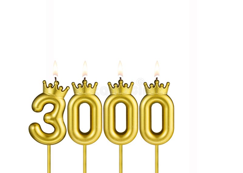 Candles form the number 3000 - Number of followers. 3000 followers illustrations