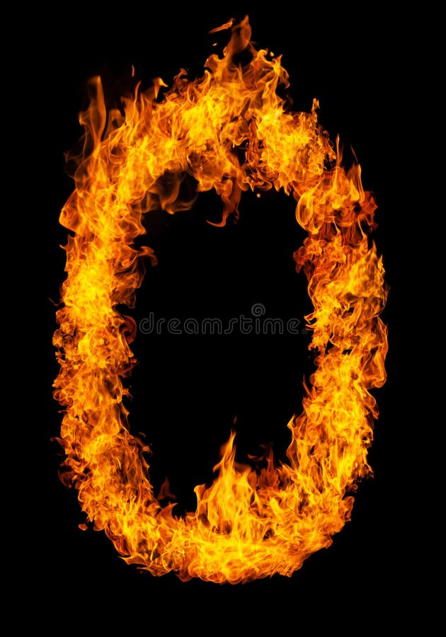 Number 4 Font In Burning Fire Isolated On Dark Background For Numeric