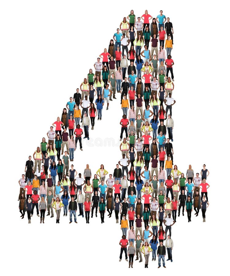 Number Four 4 Group Of People Stock Photo Image of isolated, crowd