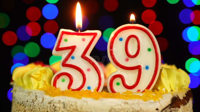 Happy 39th Birthday with Golden Confetti, Happy Birthday Greeting Stock ...