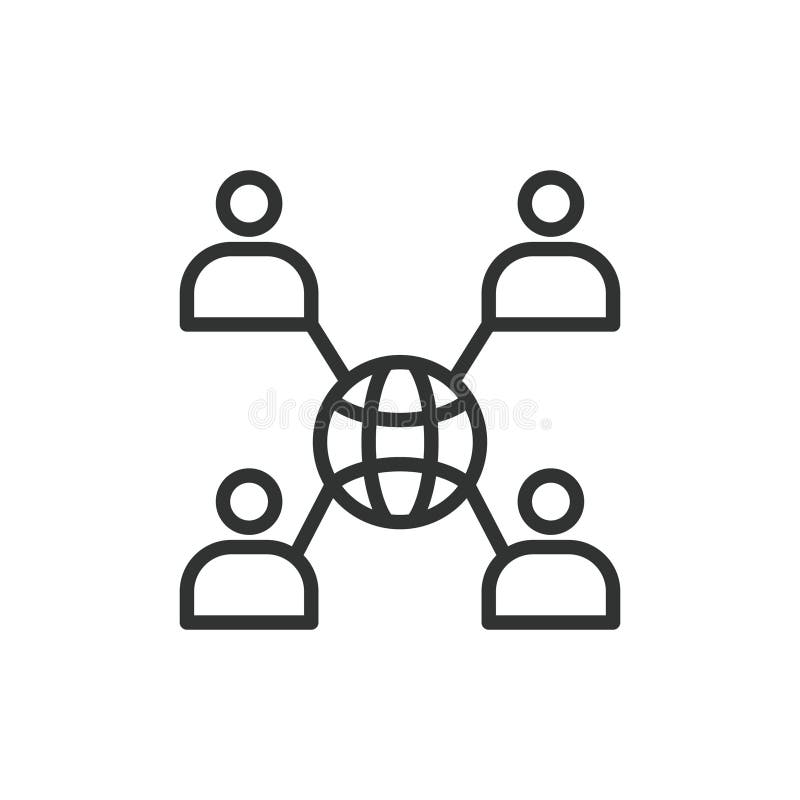 Number of internet users, icon in line design. Internet, users, cloud, storage, on white background vector. Number of stock illustration