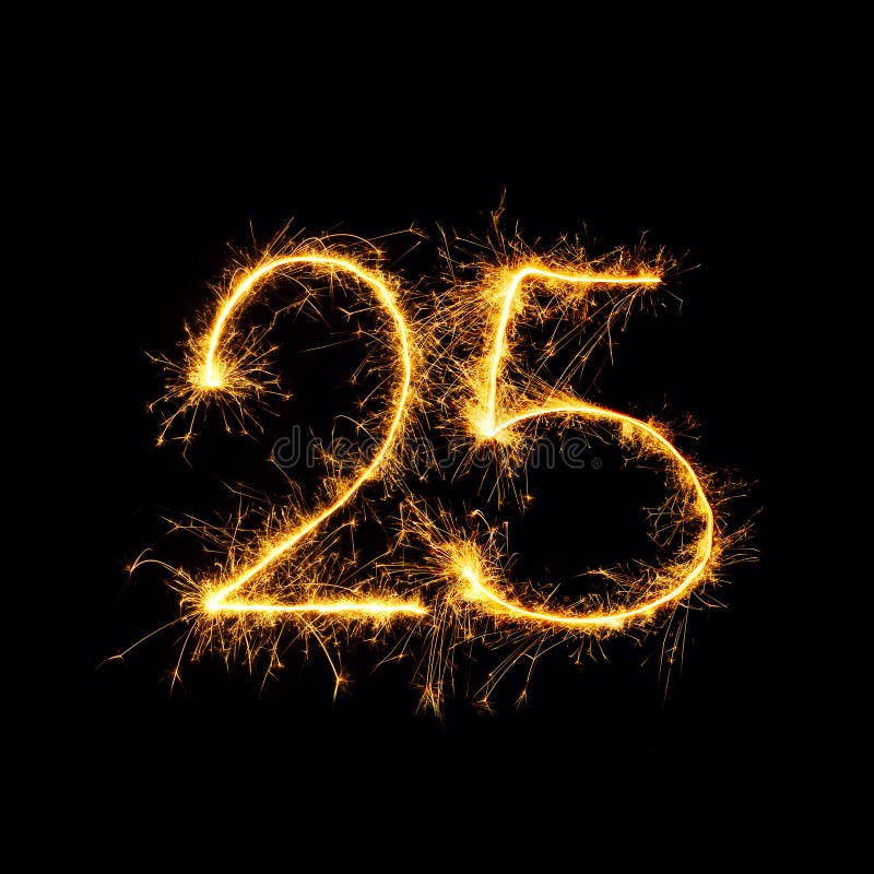 Number 25 Isolated on Black Background Stock Image - Image of birthday ...