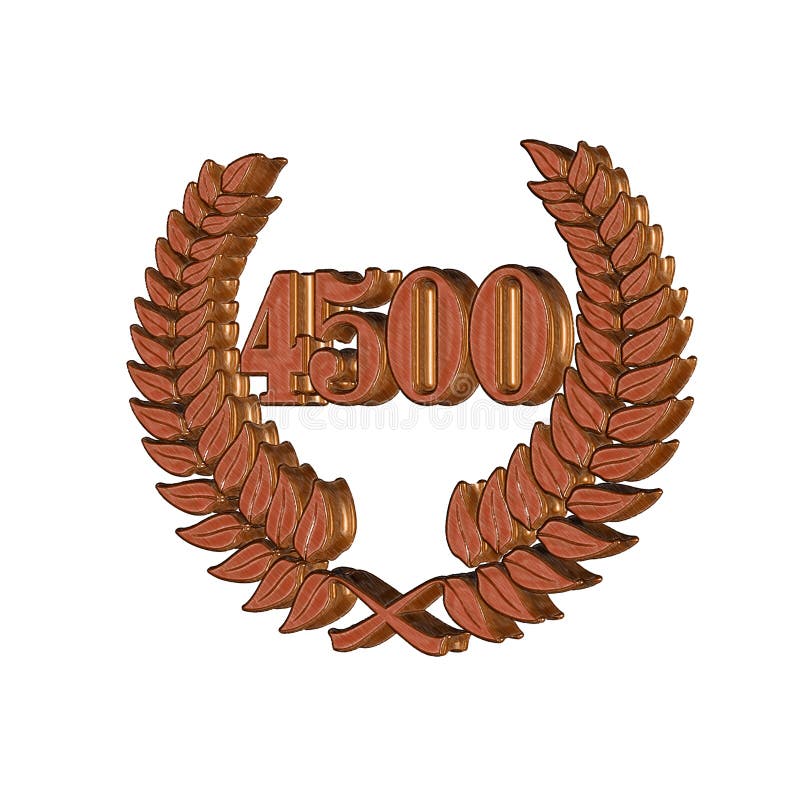 Number 4500 With Laurel Wreath Or Honor Wreath As A 3d Illustration 3d Rendering Stock 