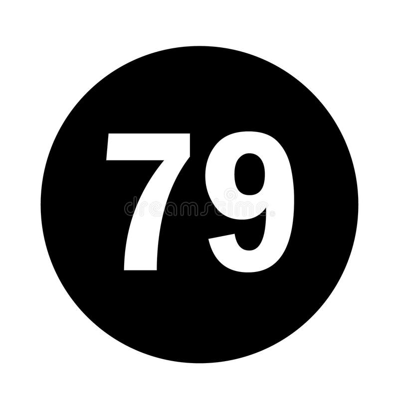 Number 79 Logo with Black Circle Background Stock Vector