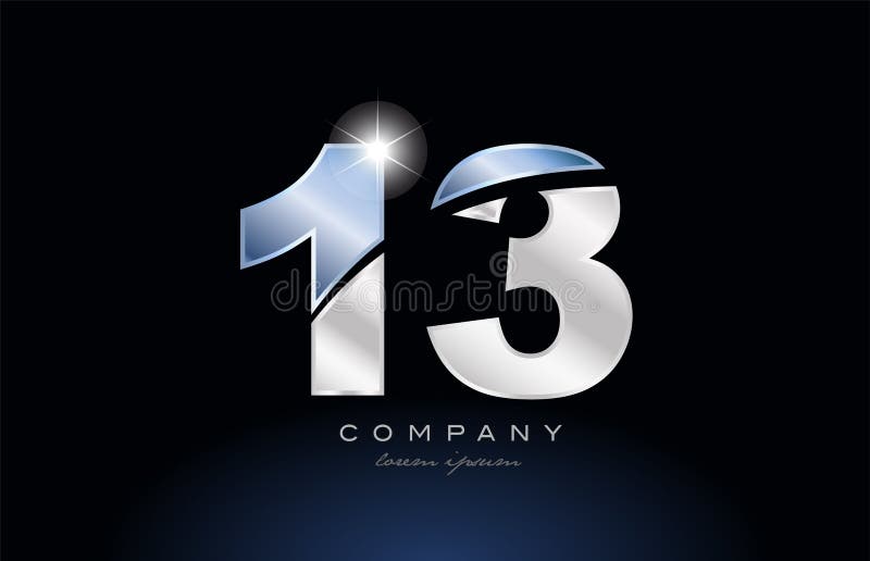 metal blue number 13 logo company icon design royalty free illustration metal blue number 13 logo company icon design royalty free illustration