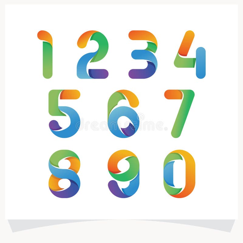 Number Logo Set with Colorful Line Style. Logo Design Template Stock ...