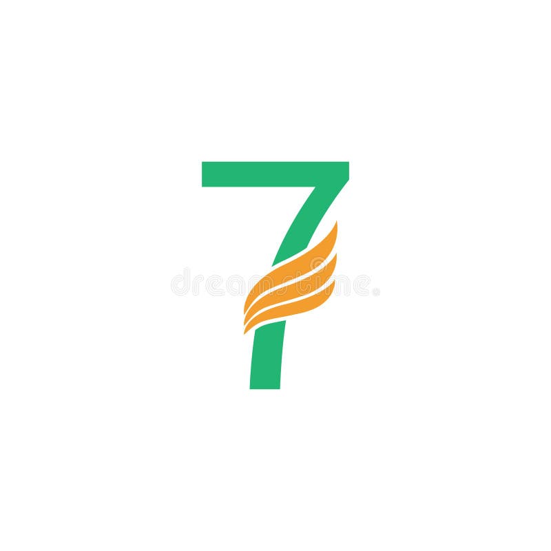 Number 7 Logo with Wing Icon Design Concept Stock Vector - Illustration ...