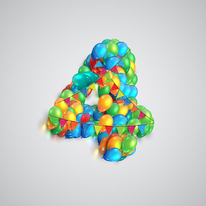 Number made by colorful balloons, vector stock illustration