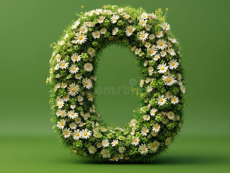 A number made of daisies and grass on a green background royalty free illustration