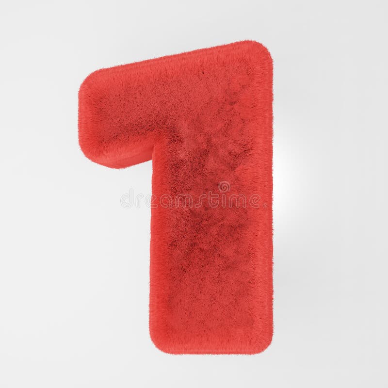 Number made from fur. 3d render stock illustration