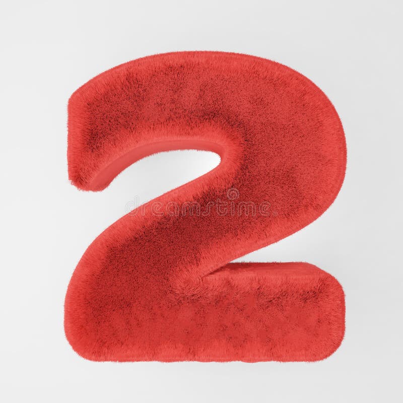 Number made from fur. 3d render vector illustration