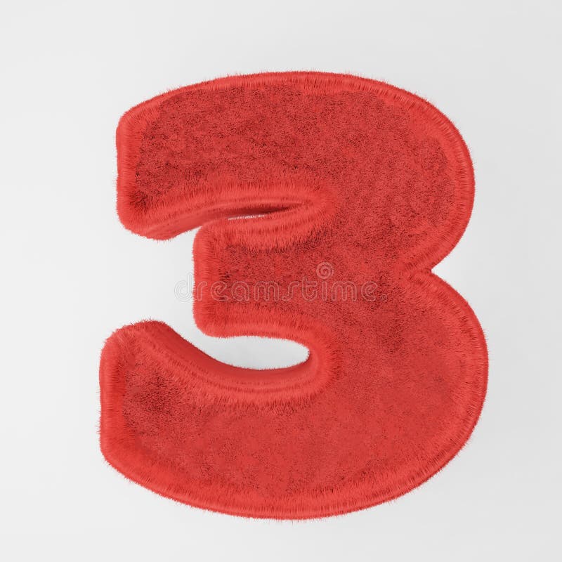 Number made from fur. 3d render stock illustration