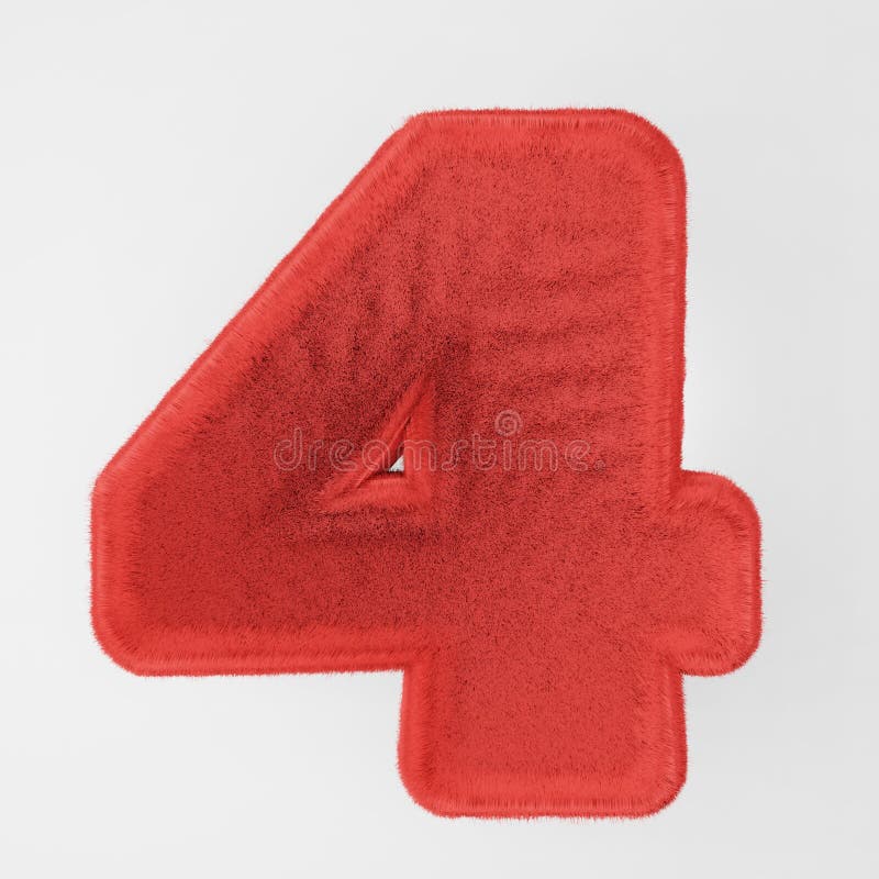 Number made from fur. 3d render vector illustration