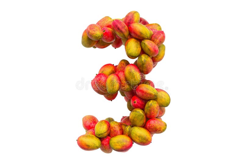 Number 3 from Mangos, 3D Rendering Stock Illustration Illustration of