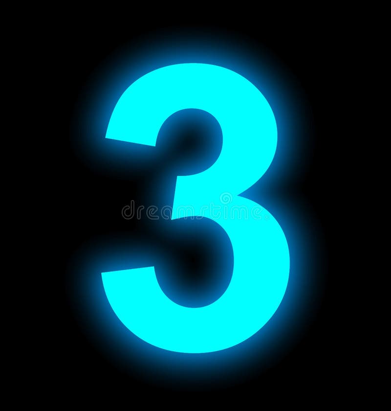 Number 3 Neon Lights Outlined Isolated on Black Stock Illustration ...