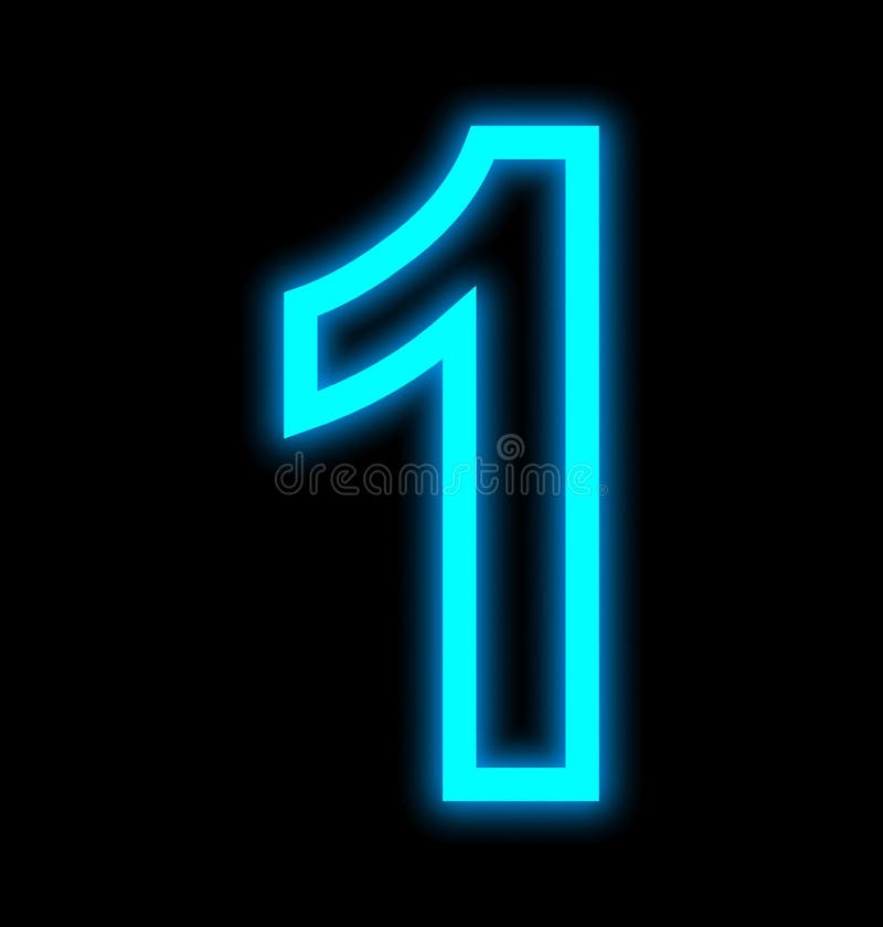 Number 1 Neon Lights Outlined Isolated On Black Stock Illustration