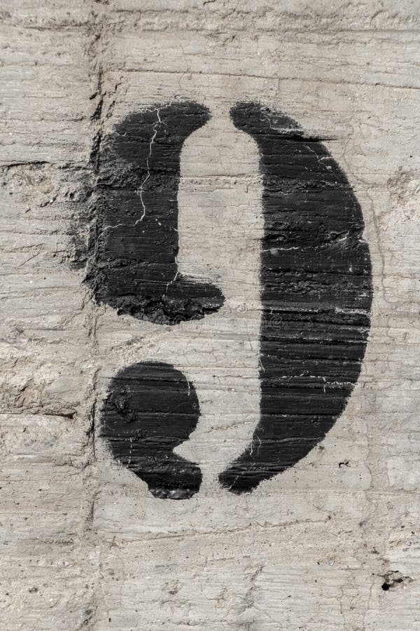 Number Nine Painted Stencil on Concrete Wall Stock Image Image of