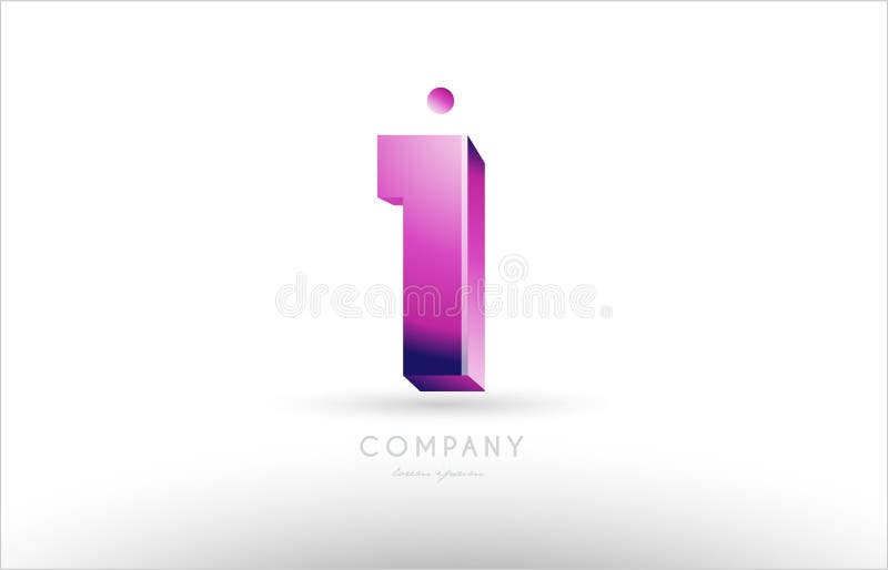 number 1 one black white pink logo icon design