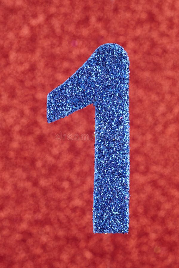 Number One Blue Color Over a Red Background. Anniversary. Stock Image