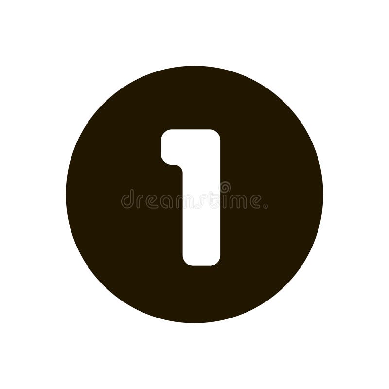 Number One in a Circle Icon on White Background. Vector Illustration