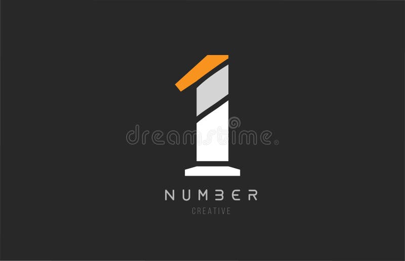 Number 1 One for Company Logo Icon Design in Grey Orange and White ...